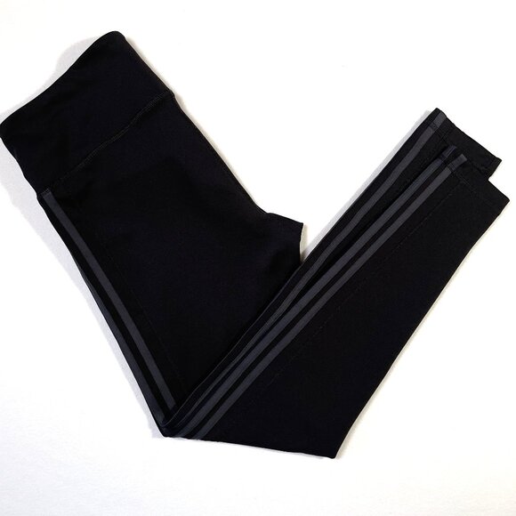 adidas Pants - Adidas Climatelite Leggings Size L Black Charcoal Stripes Track Workout Athletic